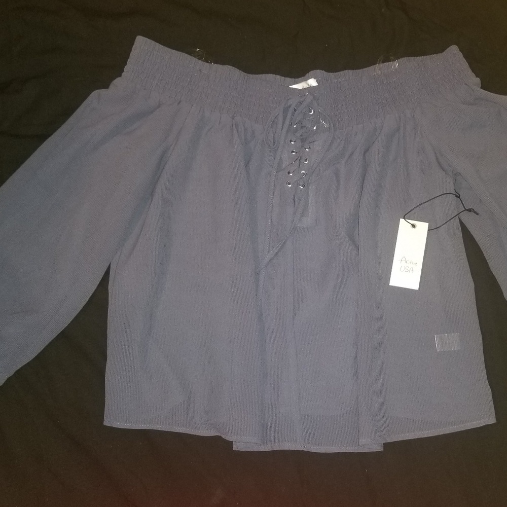 Slate blue/gray Off shoulder blouse